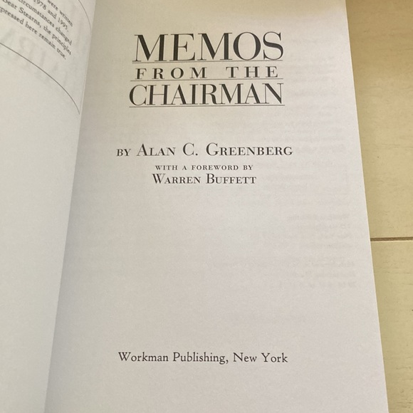 MEMOS FROM THE CHAIRMAN BY ALAN C GREENBERG FORWARD BY WARREN BUFFETT - Picture 2 of 3